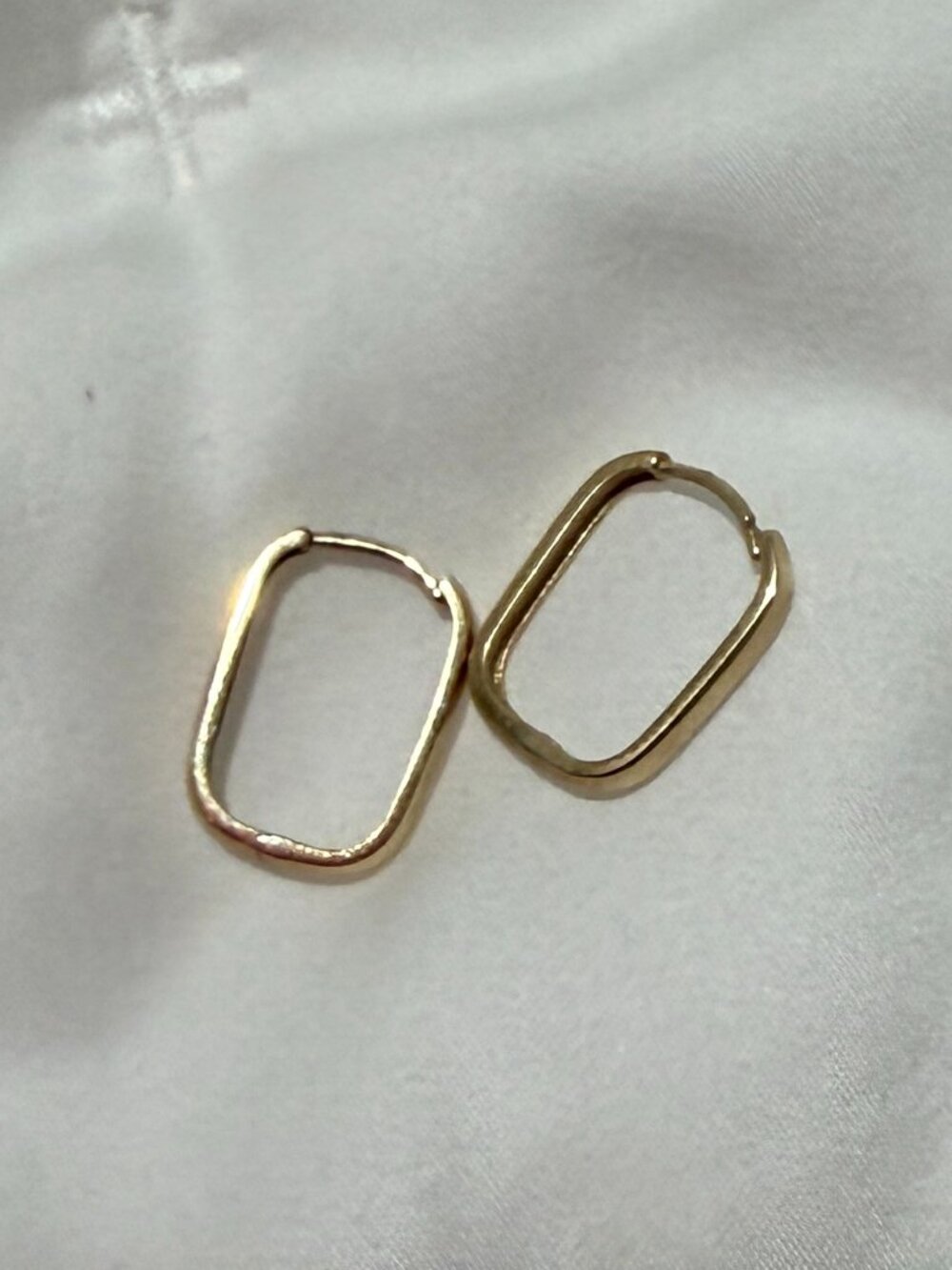 10K Yellow Gold Elongated Huggie Earrings